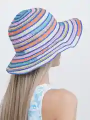Синий меланж женская шляпа в полоску, соломенная