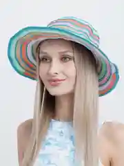 Салатовый женская шляпа в полоску, соломенная