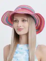 Тёмно-бордовый женская шляпа в полоску, соломенная