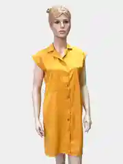 Желтый платье на пуговицах, миди