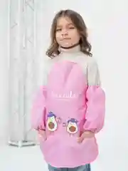 Розовый фартук для труда, фартук с нарукавниками