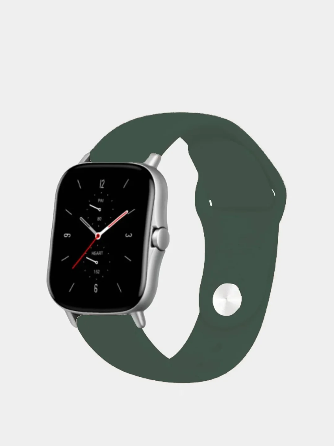 Зелёный хаки силиконовый ремешок с кнопкой для Xiaomi Amazfit Bip / Samsung / Huawei, 20 мм