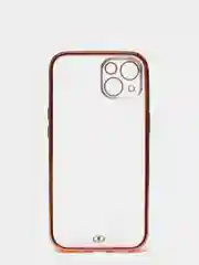 Розовый чехол силиконовый с золотым ободком iPhone 13 (6.1)