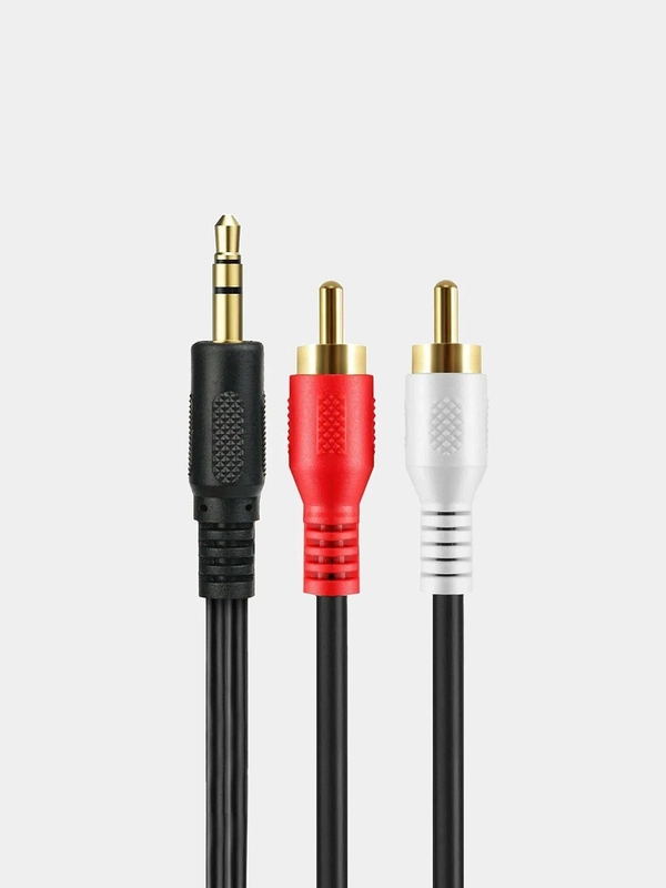 Аудио кабель aux 3.5 мм - 2 RCA тюльпаны, позолоченные контакты