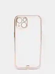 Сиреневый чехол силиконовый с золотым ободком iPhone 13 (6.1)