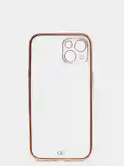 Сиреневый чехол силиконовый с золотым ободком iPhone 13 (6.1)