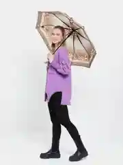 Аметистовый зонт с цветочным узором / Зонт женский / Зонт маме / Зонт