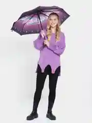Фиолетовый зонт с цветочным узором / Зонт женский / Зонт маме / Зонт