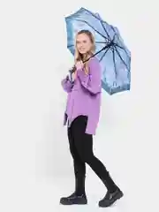 Синий меланж зонт с цветочным узором / Зонт женский / Зонт маме / Зонт