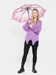 Розовый зонт с цветочным узором / Зонт женский / Зонт маме / Зонт