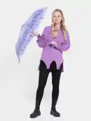 Сиреневый зонт с цветочным узором / Зонт женский / Зонт маме / Зонт