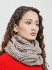 Серый снуд вязаный, шерстяной в два оборота