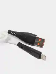 Белый зарядный кабель Denmen D19L, Lightning, 2.4A