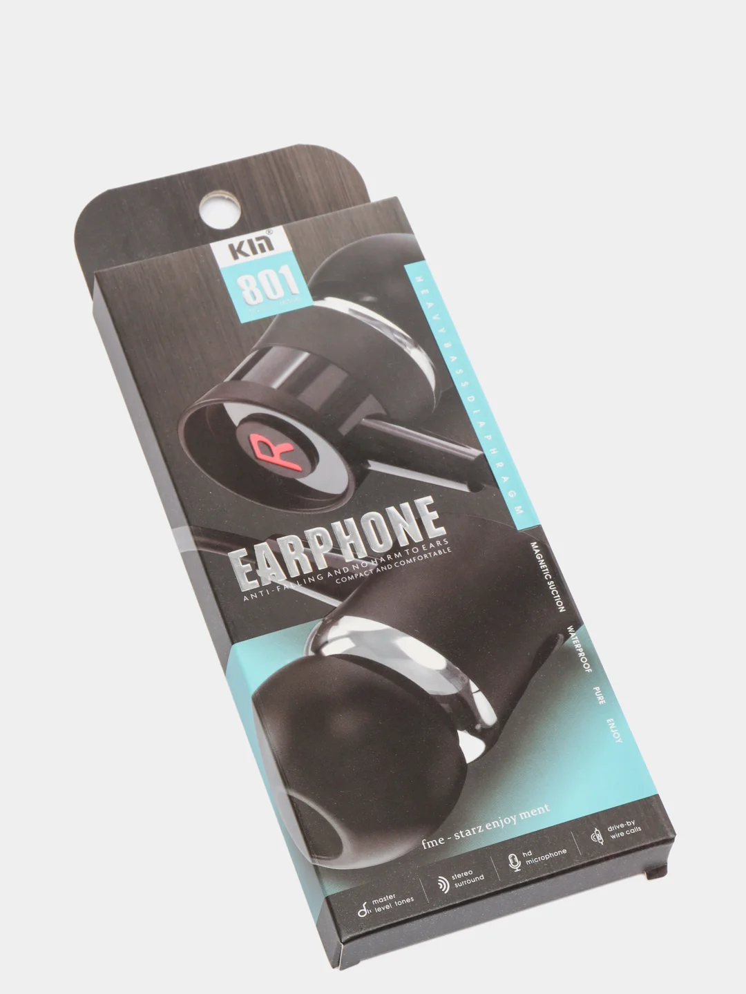 Черный наушники проводные Kin 801 Earphone
