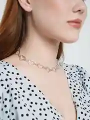 Серебряный чокер цепочка на шею женская с звеньями в виде сердечек "Hearts", чокер женский в 3 цветах