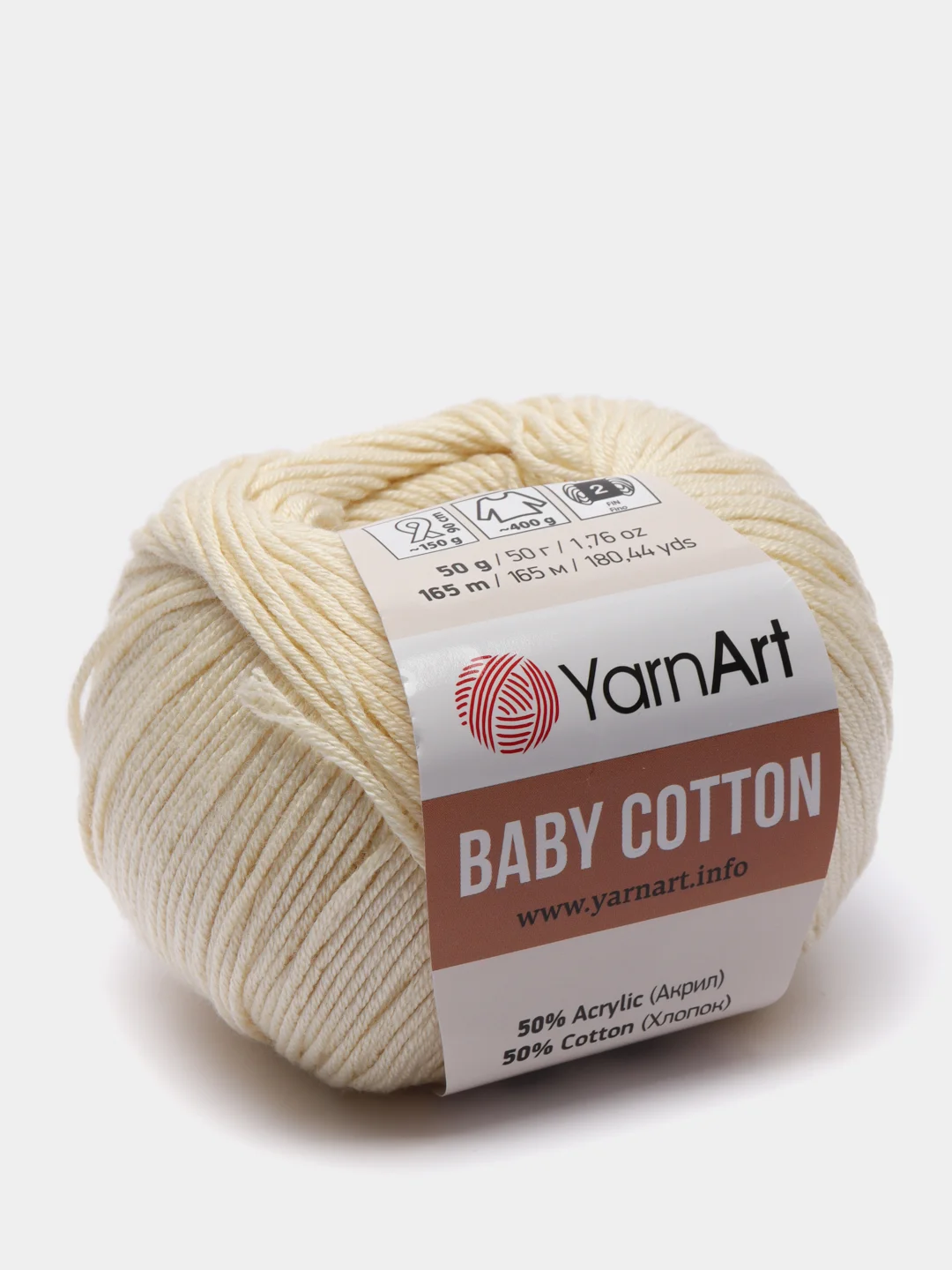 Молочный пряжа YarnArt Baby Cotton, хлопок, акрил, 50 г, 165 м