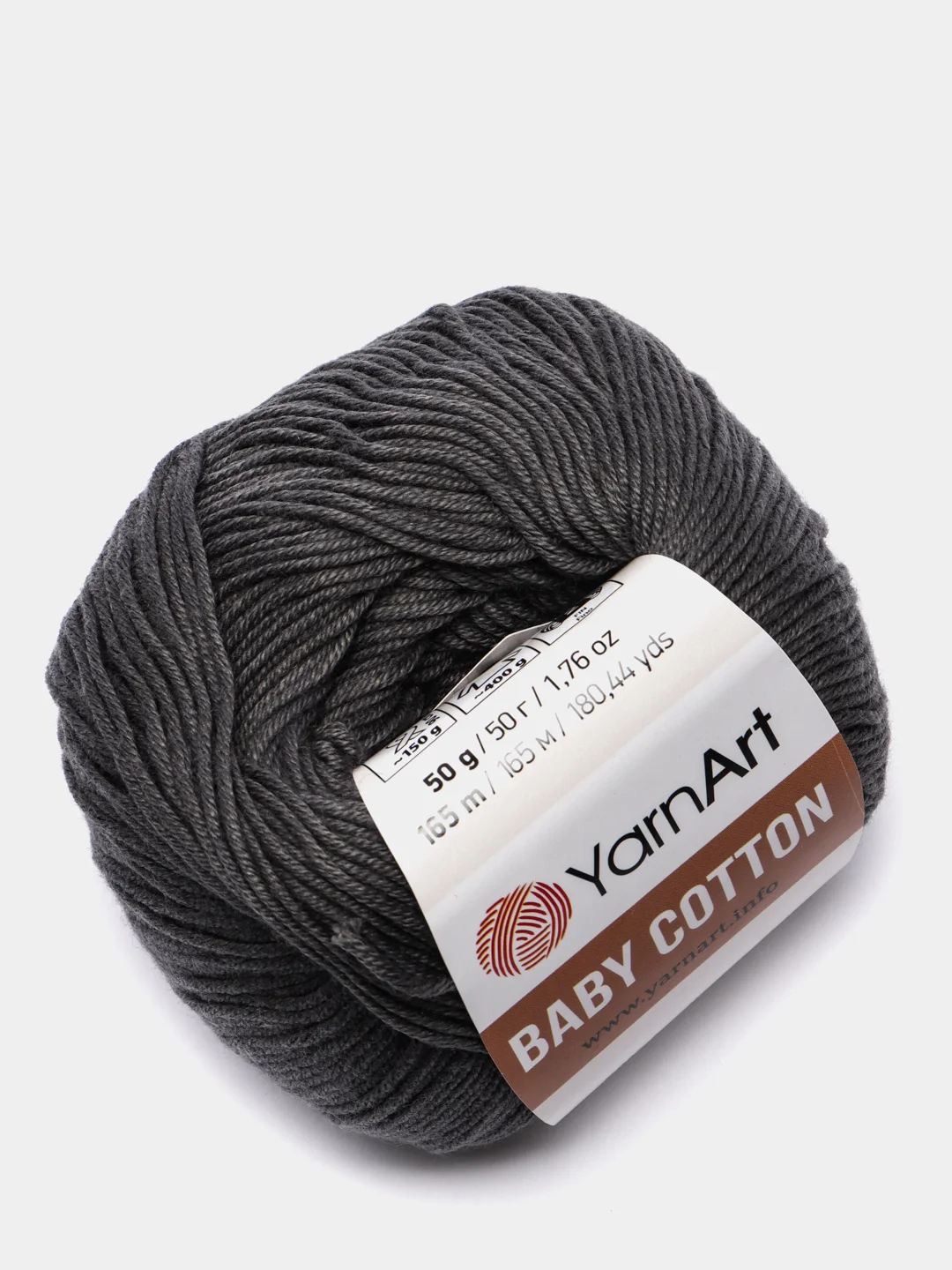 Угольный пряжа YarnArt Baby Cotton, хлопок, акрил, 50 г, 165 м