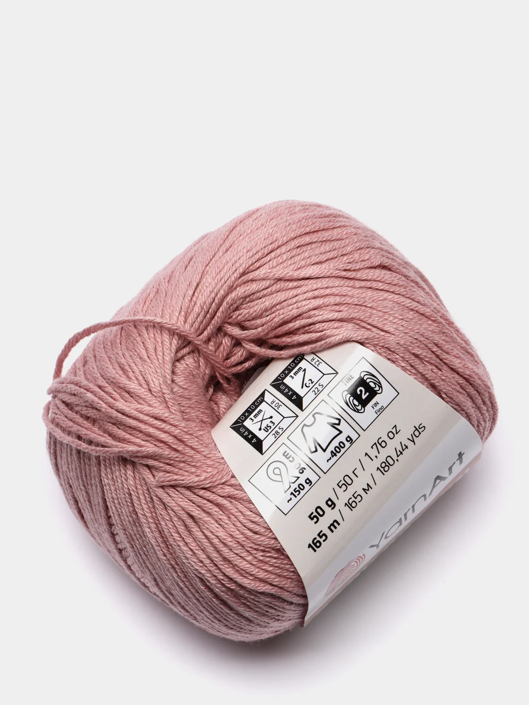 Пудровый пряжа YarnArt Baby Cotton, хлопок, акрил, 50 г, 165 м