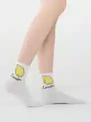 Желтый женские носки с фруктами