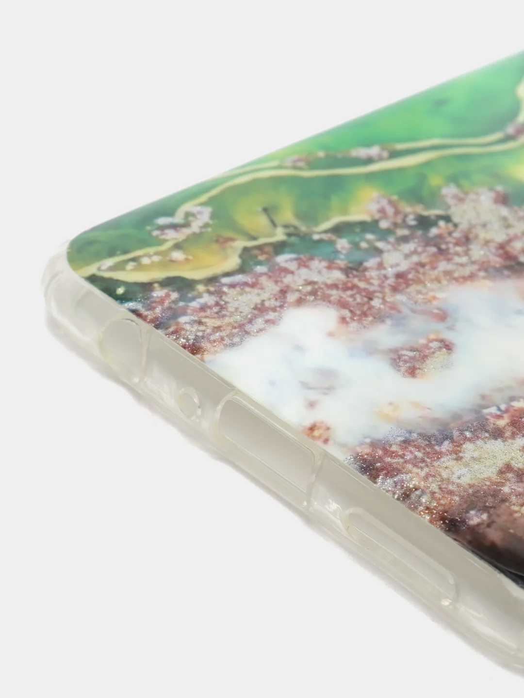 Зеленый чехол Samsung Galaxy A10s, Самсунг Галакси А10с силиконовый с мраморным рисунком