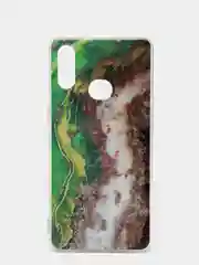 Зеленый чехол Samsung Galaxy A10s, Самсунг Галакси А10с силиконовый с мраморным рисунком