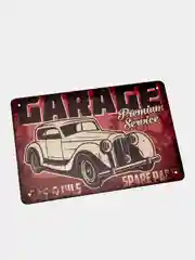 Бежевый меланж винтажные жестяные таблички "Garage"