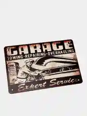 Бирюзовый винтажные жестяные таблички "Garage"