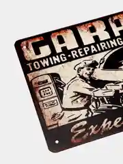 Бирюзовый винтажные жестяные таблички "Garage"