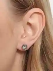 Серебряный серьги гвоздики с камнем в виде короны