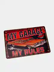 Вишнёвый винтажные жестяные таблички "Garage"