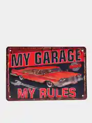 Вишнёвый винтажные жестяные таблички "Garage"