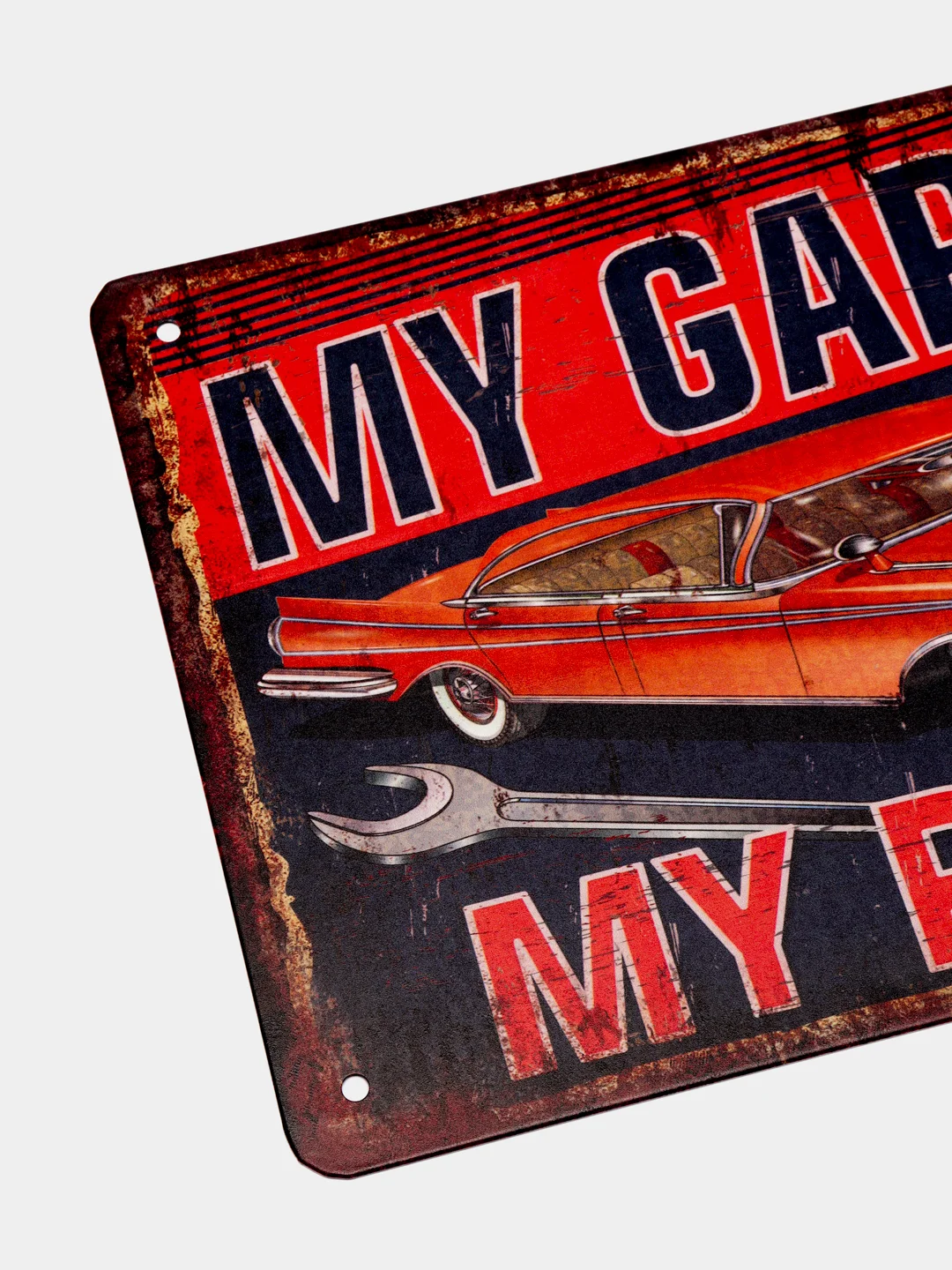Вишнёвый винтажные жестяные таблички "Garage"