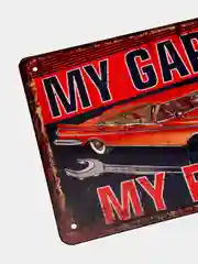 Вишнёвый винтажные жестяные таблички "Garage"