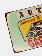 Бордовый винтажные жестяные таблички "Garage"