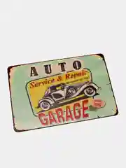 Бордовый винтажные жестяные таблички "Garage"