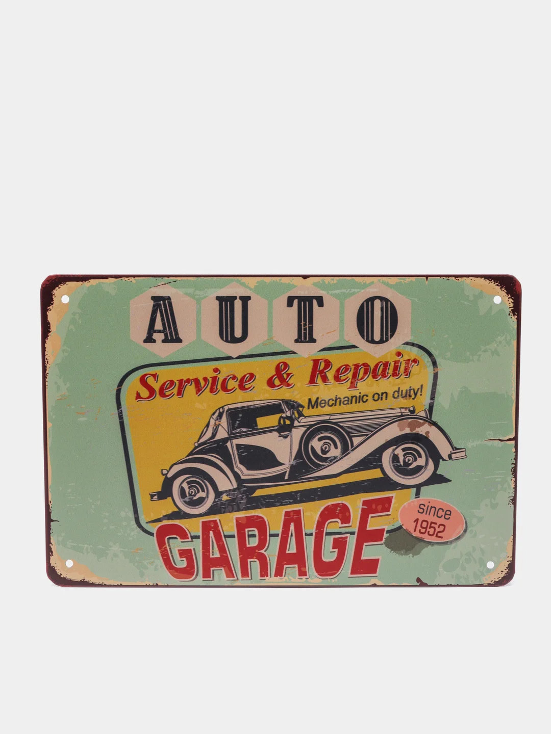 Бордовый винтажные жестяные таблички "Garage"