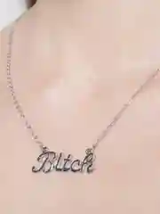 Серебряный подвеска на шею с кулоном Bitch
