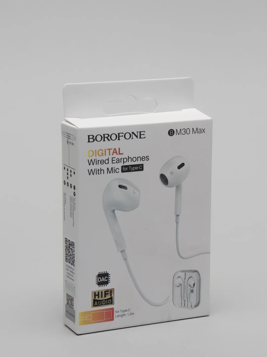 Белый наушники с микрофоном Borofone BM30 Max (3.5mm/Type-C/Lightning)