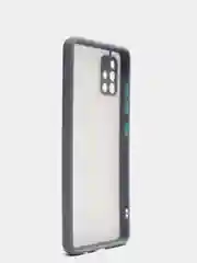 Синий меланж чехол Samsung Galaxy A51 полупрозрачный пластиковый матовый с цветными кнопками