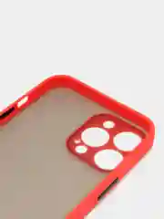Красный чехол матовый полупрозрачный с цветными кнопками для iPhone 13 Pro Max