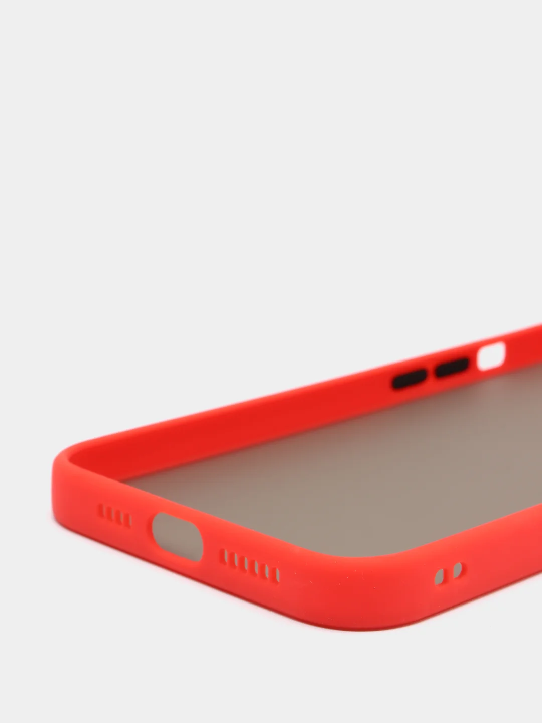 Красный чехол матовый полупрозрачный с цветными кнопками для iPhone 13 Pro Max