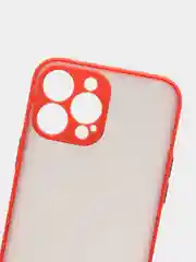 Красный чехол матовый полупрозрачный с цветными кнопками для iPhone 13 Pro Max