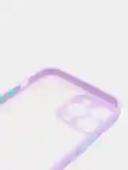 Лавандовый чехол матовый полупрозрачный с цветными кнопками для iPhone 13 Pro Max