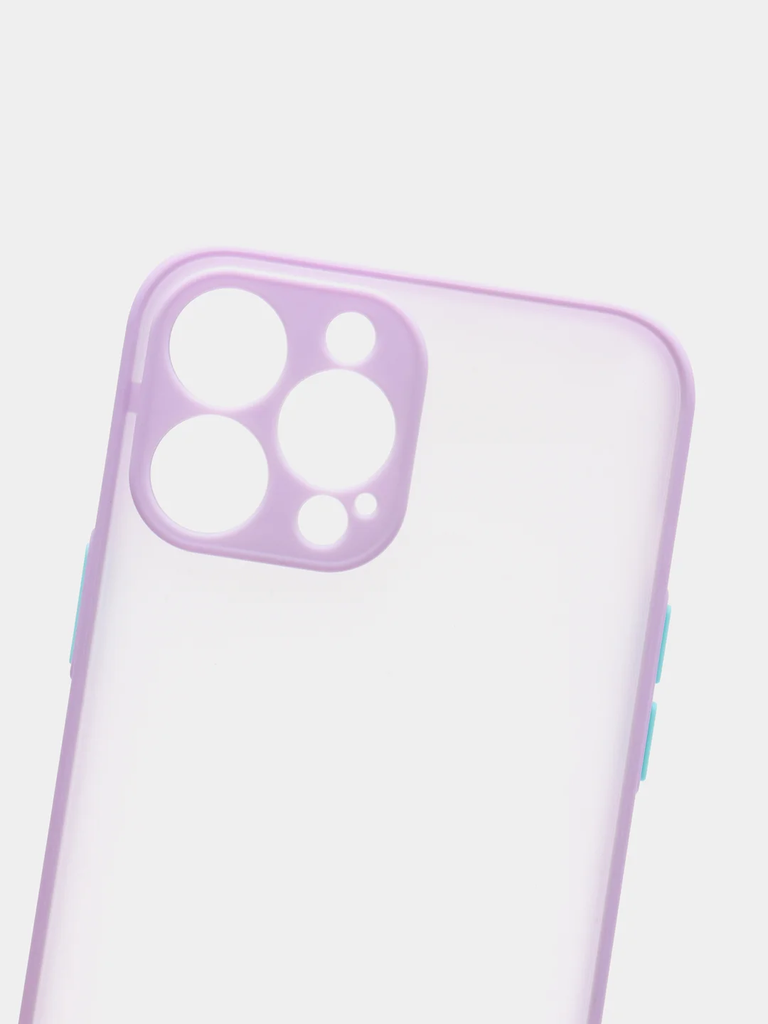 Лавандовый чехол матовый полупрозрачный с цветными кнопками для iPhone 13 Pro Max
