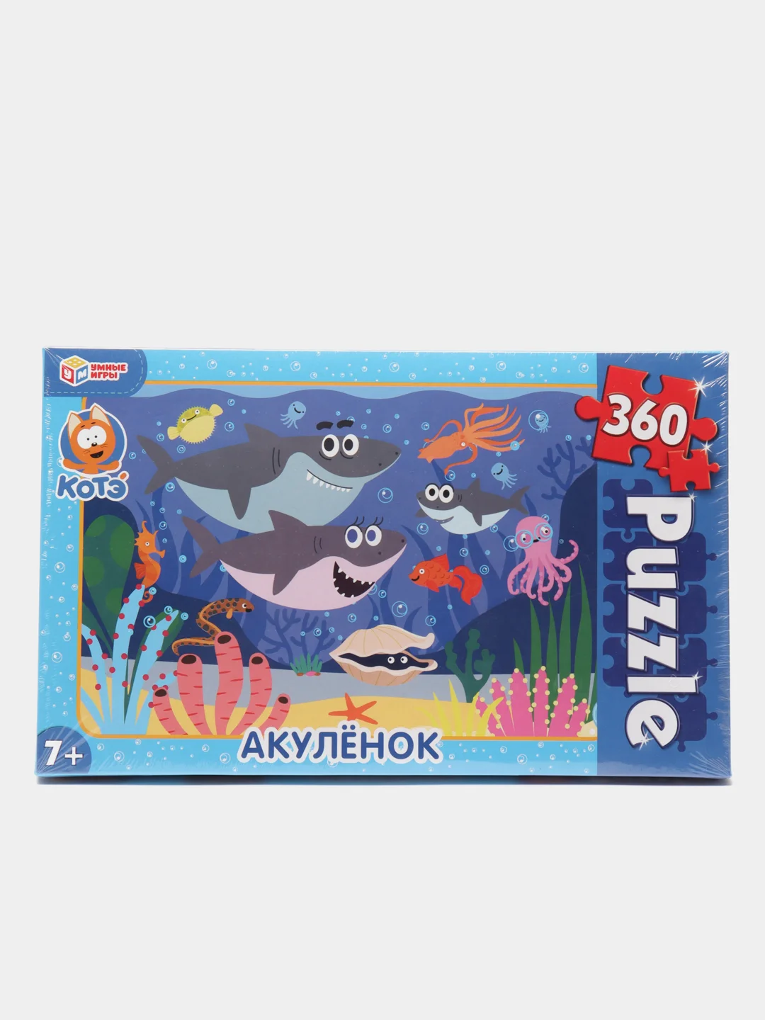 Белый пазлы Синий трактор, Акуленок, Буба, Самолет,Роботы поезда 360 элементов