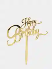 Золотой топпер для торта Happy Birthday