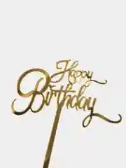 Золотой топпер для торта Happy Birthday