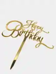 Золотой топпер для торта Happy Birthday