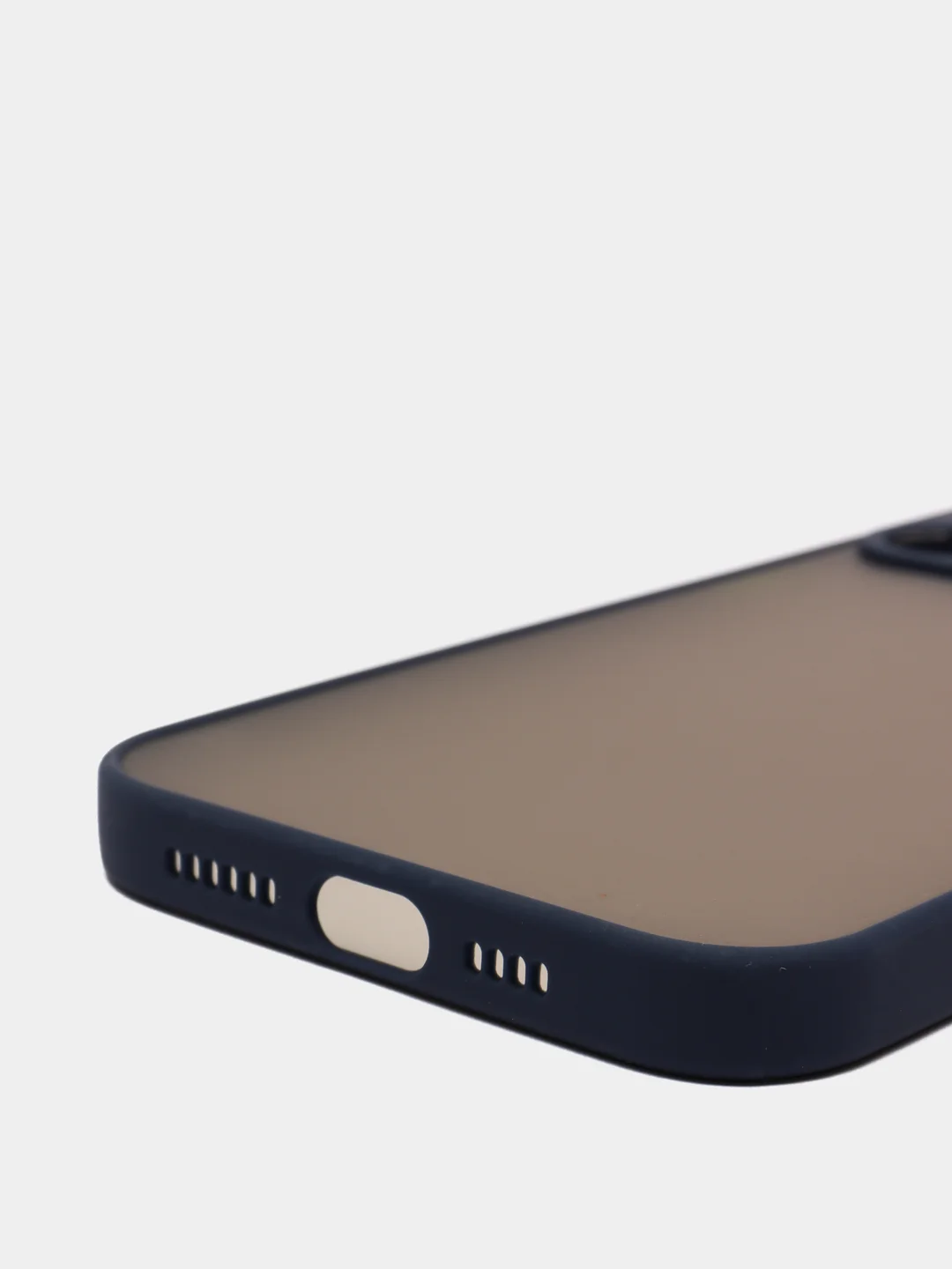 Темно-синий чехол матовый полупрозрачный с цветными кнопками для iPhone 13 Pro Max
