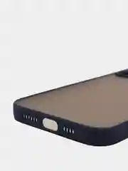 Темно-синий чехол матовый полупрозрачный с цветными кнопками для iPhone 13 Pro Max